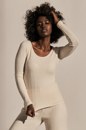 LIGHT BEIGE LONG-SLEEVE BLOUSE - KINMEN