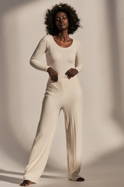 FITTED BODY WITH LONG SLEEVES LIGHT BEIGE - JAMAYKA