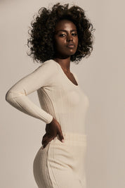 FITTED BODY WITH LONG SLEEVES LIGHT BEIGE - JAMAYKA