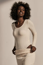 FITTED BODY WITH LONG SLEEVES LIGHT BEIGE - JAMAYKA