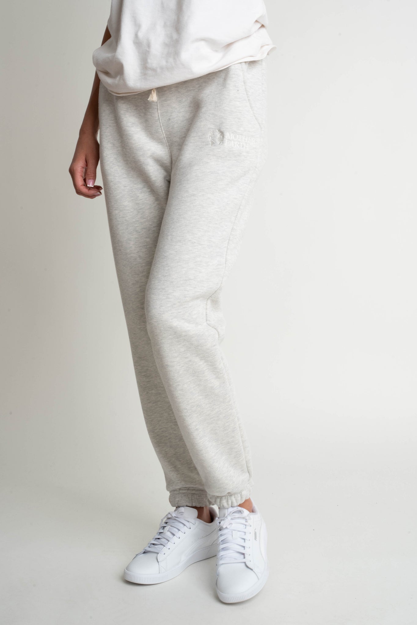 REGULAR FIT LIGHT GREY MELANGE SWEATPANTS - MILOS