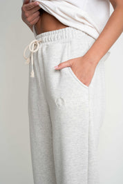 REGULAR FIT LIGHT GREY MELANGE SWEATPANTS - MILOS
