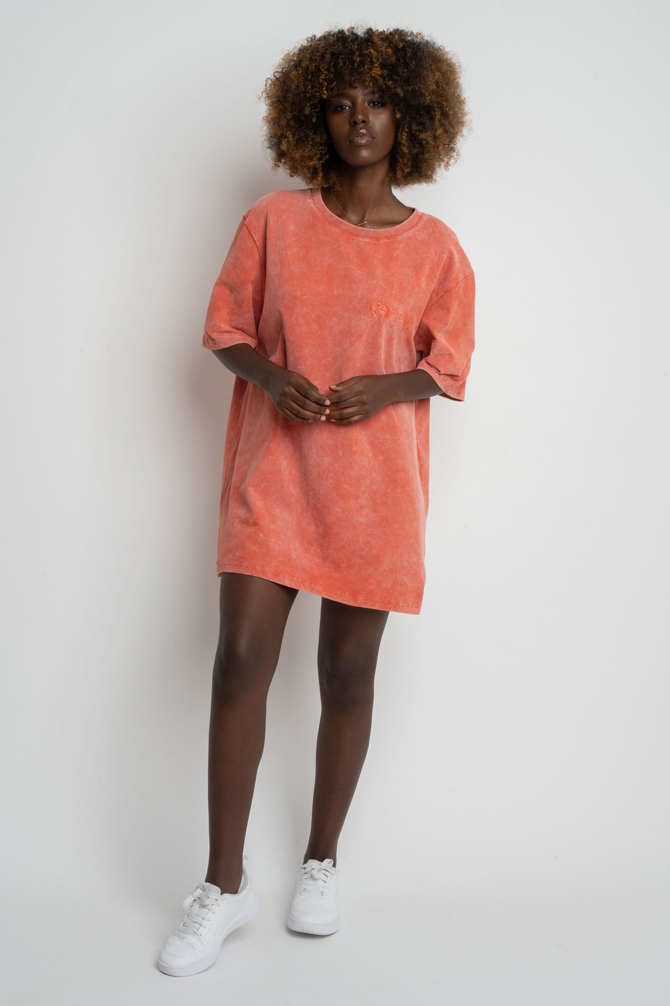 WOMEN'S T-SHIRT WITH WASHED EFFECT, ORANGE - ARETE