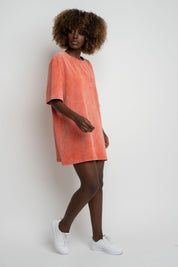 WOMEN'S T-SHIRT WITH WASHED EFFECT, ORANGE - ARETE