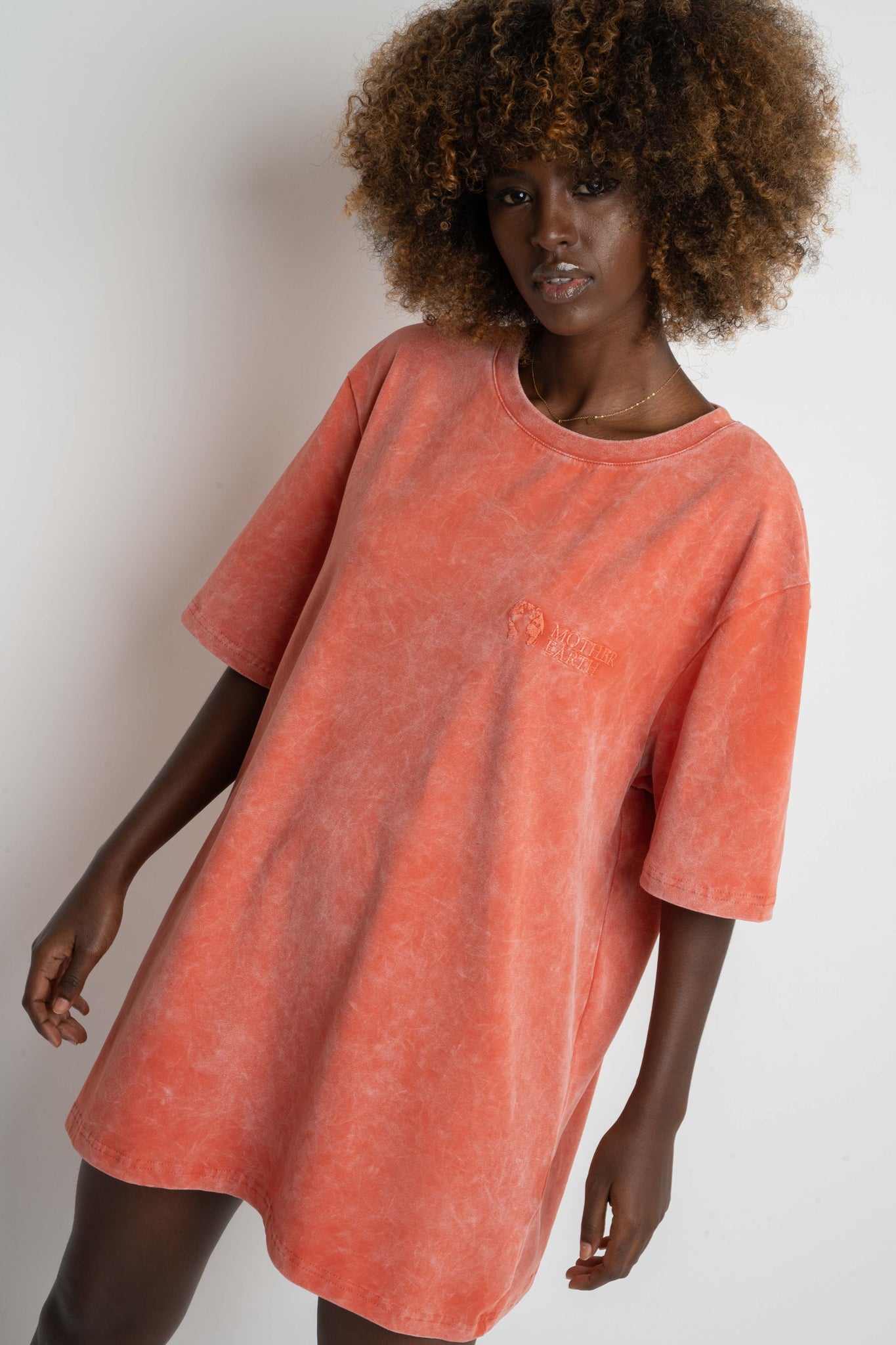 WOMEN'S T-SHIRT WITH WASHED EFFECT, ORANGE - ARETE