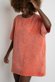 WOMEN'S T-SHIRT WITH WASHED EFFECT, ORANGE - ARETE
