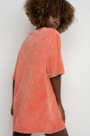WOMEN'S T-SHIRT WITH WASHED EFFECT, ORANGE - ARETE