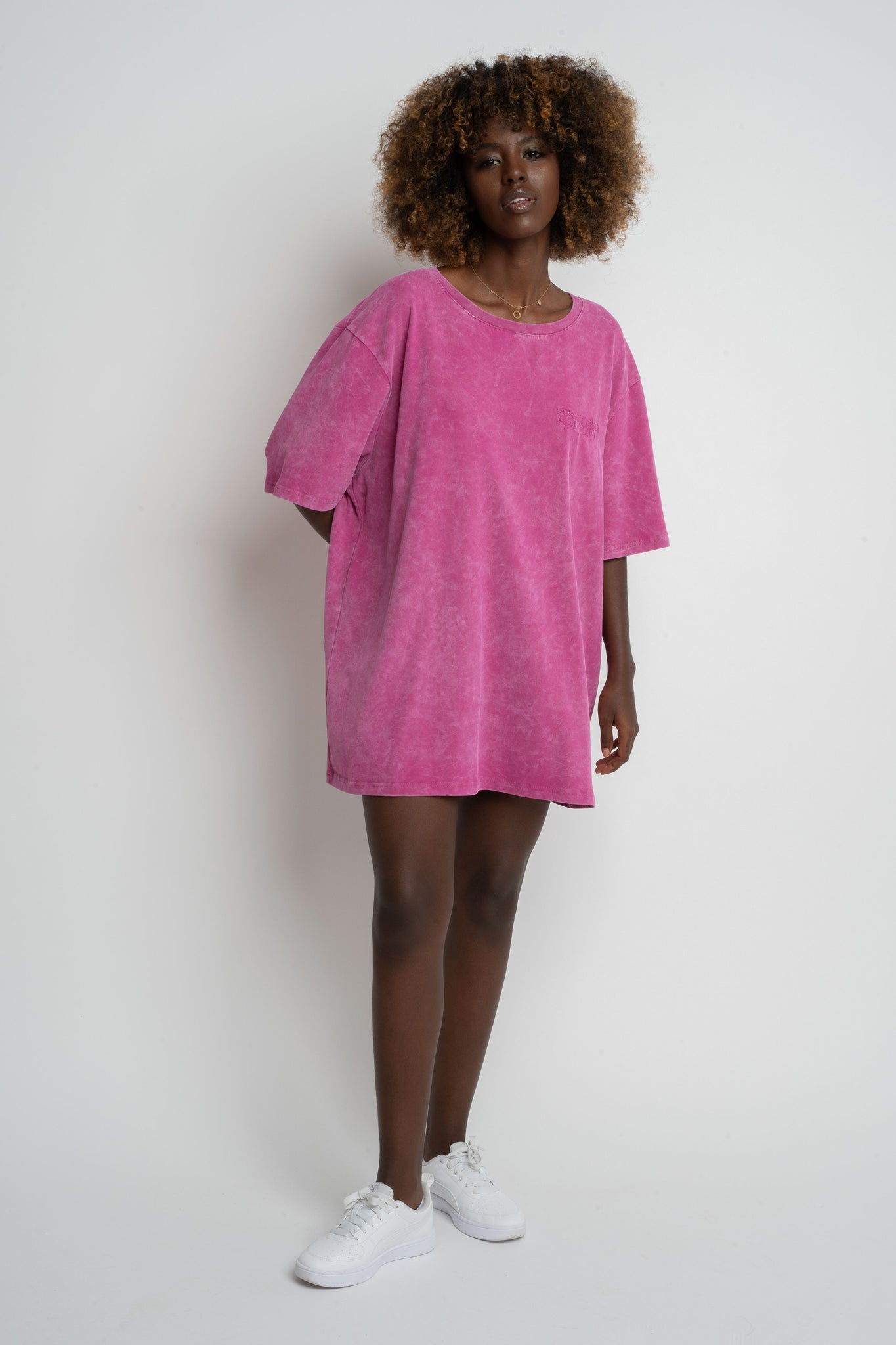 WOMEN'S T-SHIRT WITH WASHED EFFECT PINK - ARETE