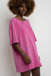 WOMEN'S T-SHIRT WITH WASHED EFFECT PINK - ARETE