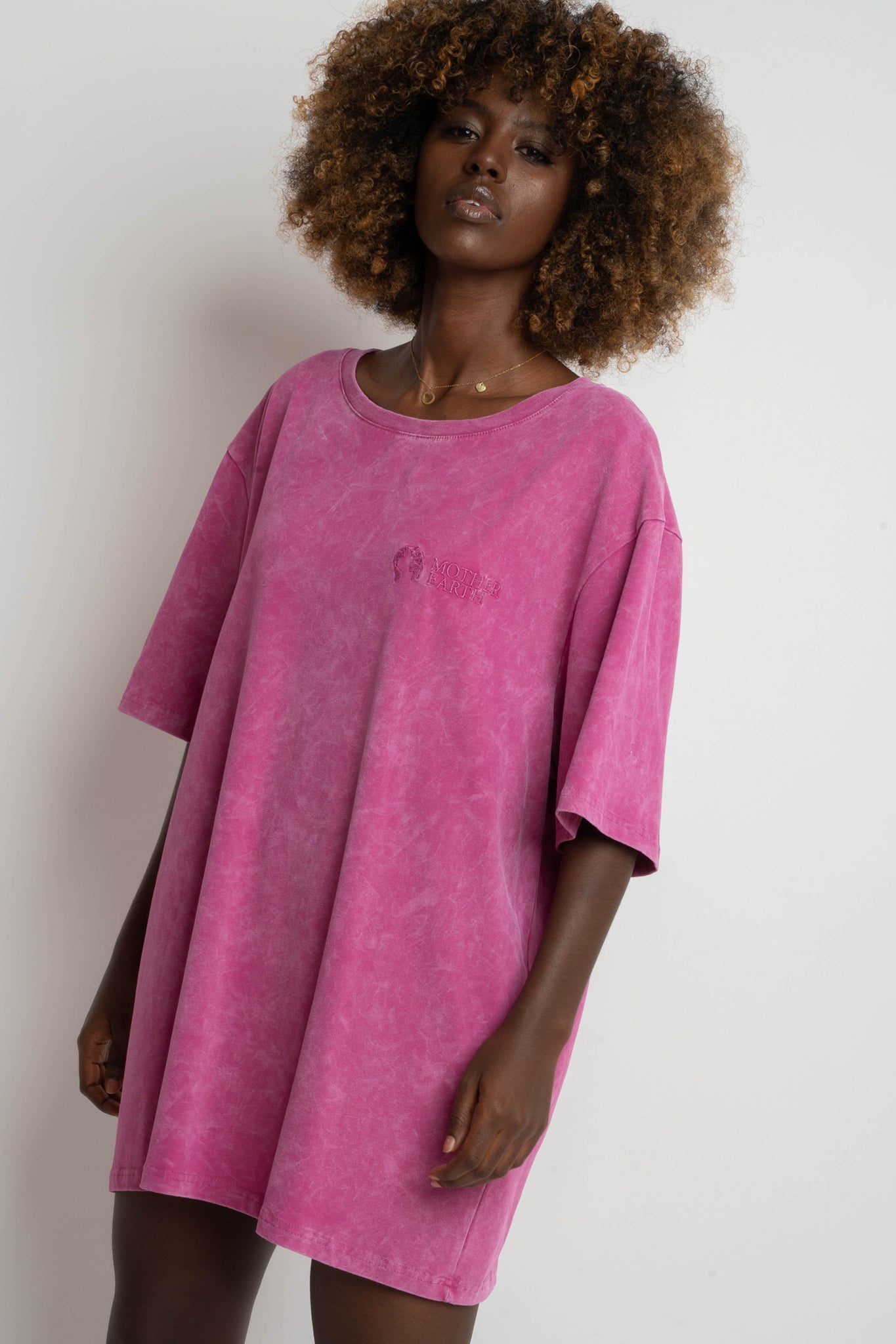 WOMEN'S T-SHIRT WITH WASHED EFFECT PINK - ARETE