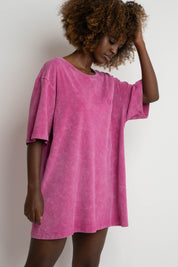 WOMEN'S T-SHIRT WITH WASHED EFFECT PINK - ARETE