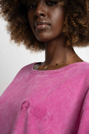 WOMEN'S T-SHIRT WITH WASHED EFFECT PINK - ARETE