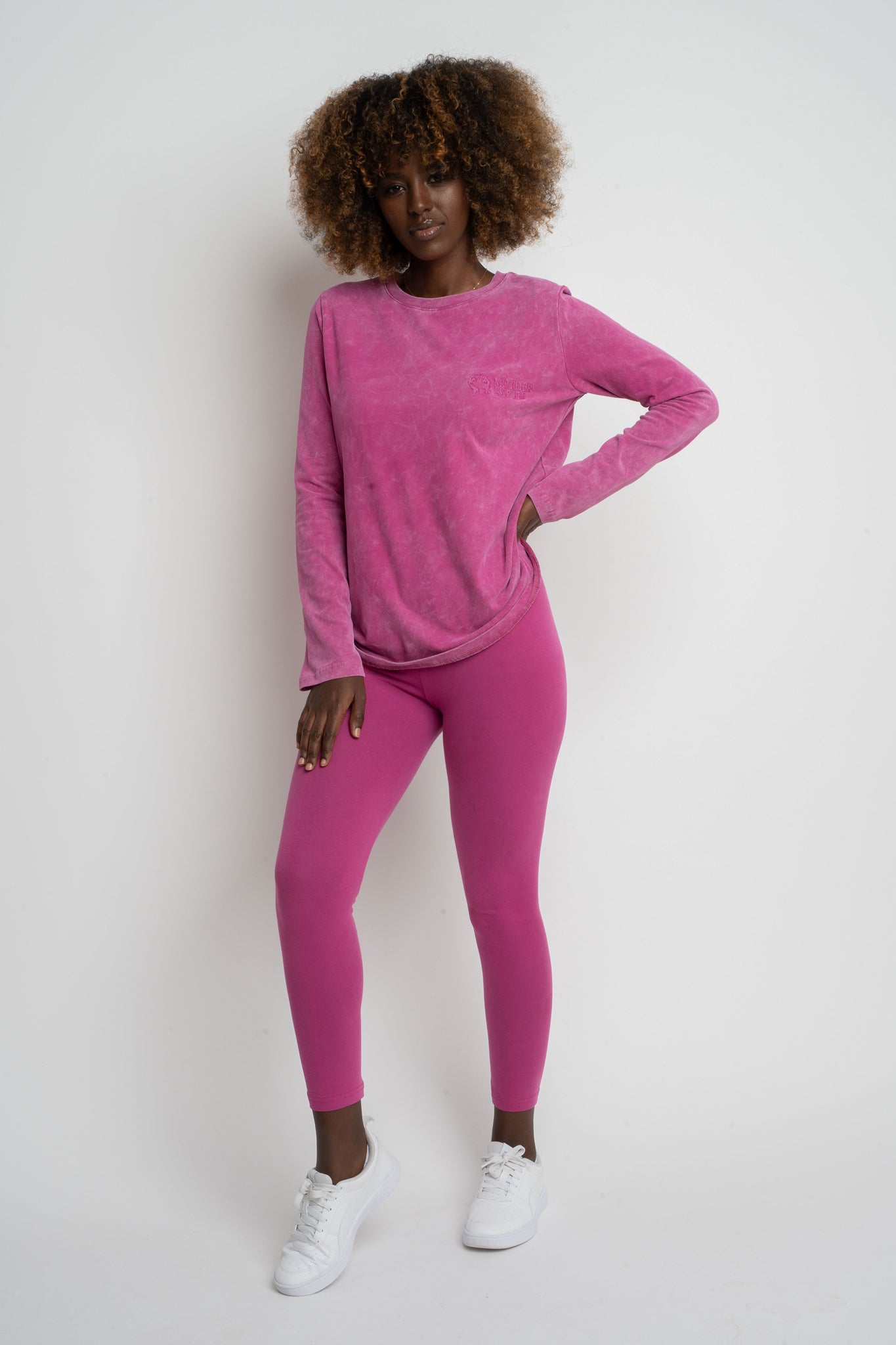 PINK WASHED EFFECT LONG-SLEEVE BLOUSE - POLIKSENA