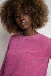 PINK WASHED EFFECT LONG-SLEEVE BLOUSE - POLIKSENA