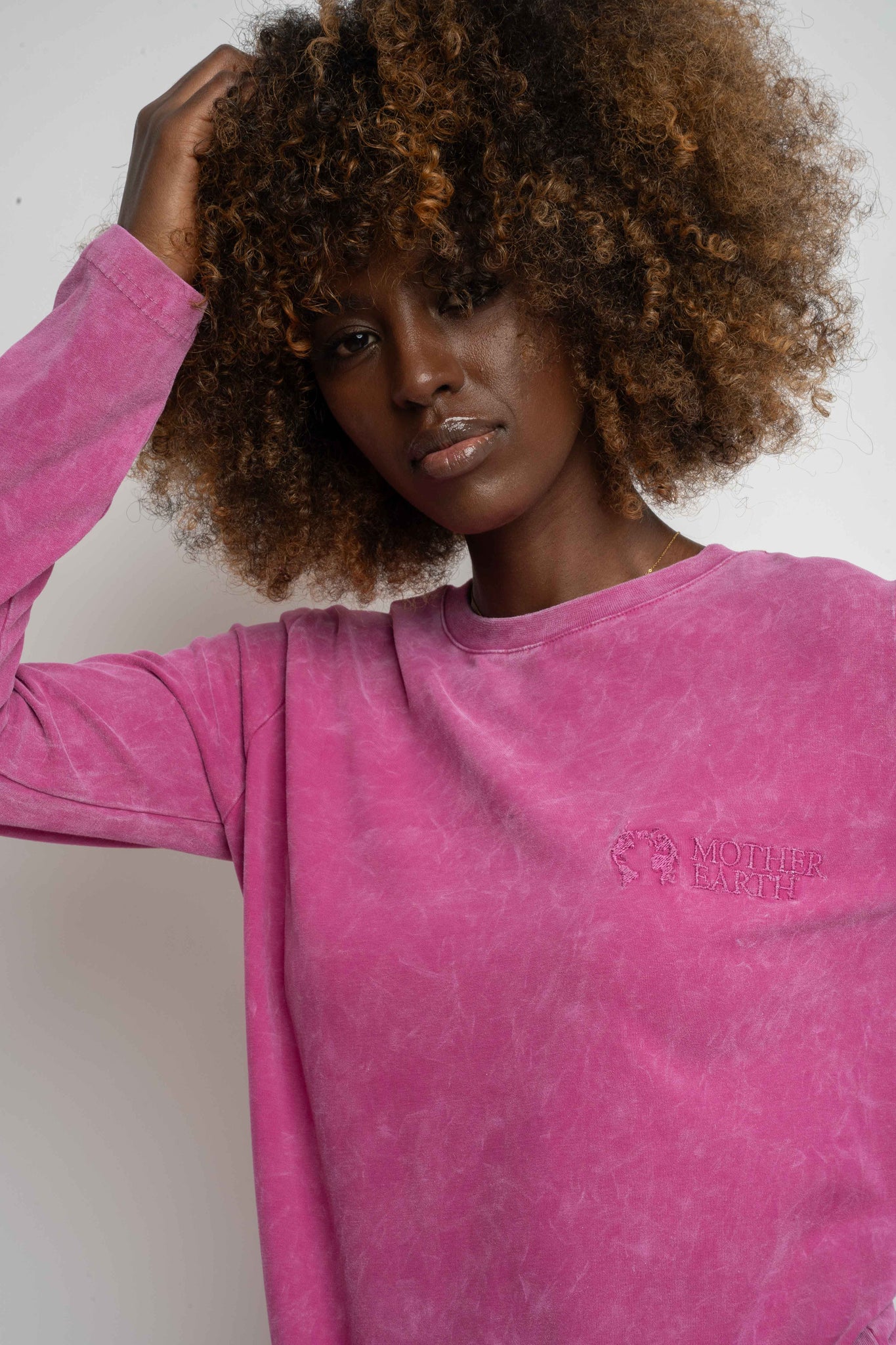 PINK WASHED EFFECT LONG-SLEEVE BLOUSE - POLIKSENA