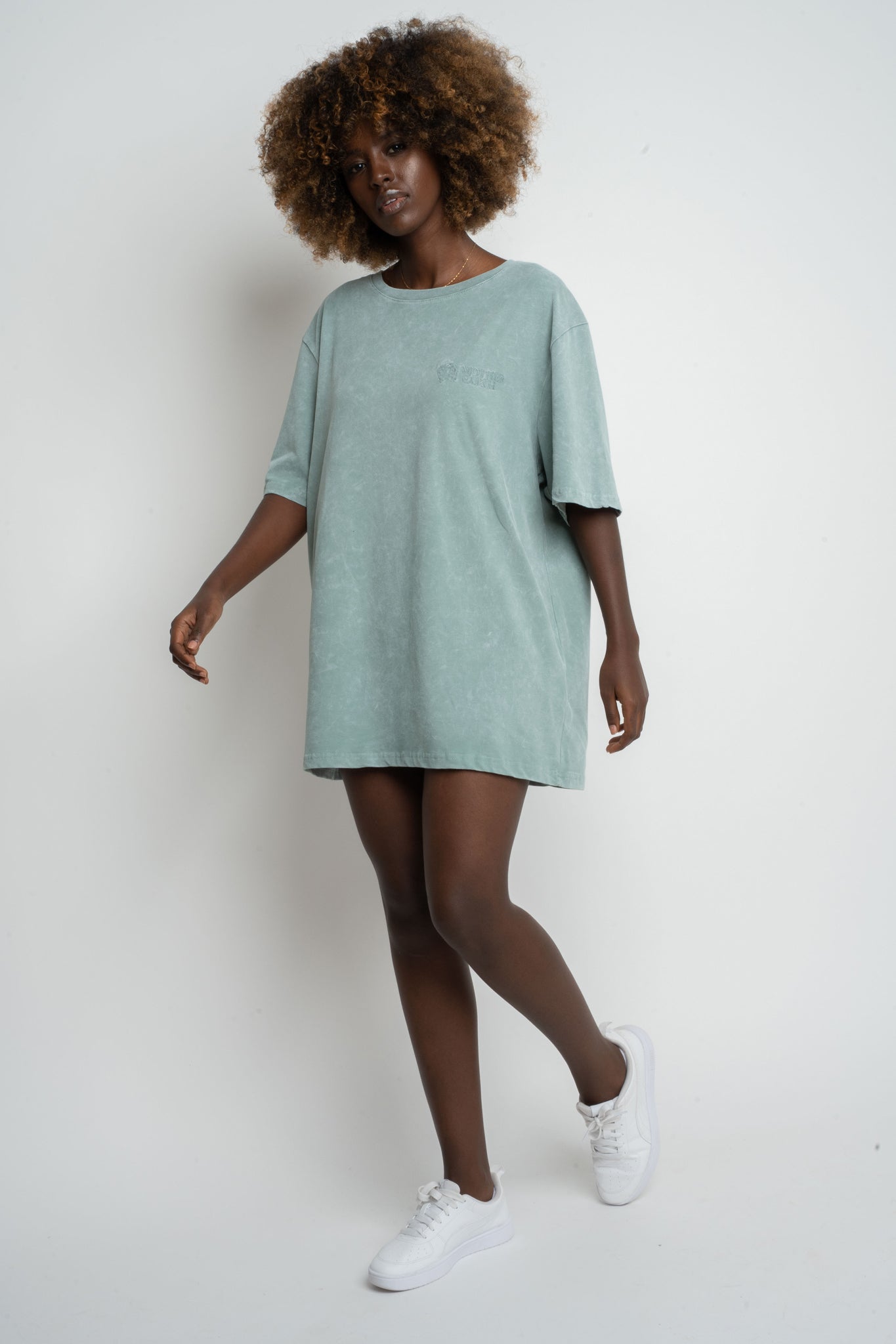 WOMEN'S T-SHIRT WITH WASHED EFFECT TURQUOISE - ARETE