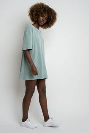 WOMEN'S T-SHIRT WITH WASHED EFFECT TURQUOISE - ARETE