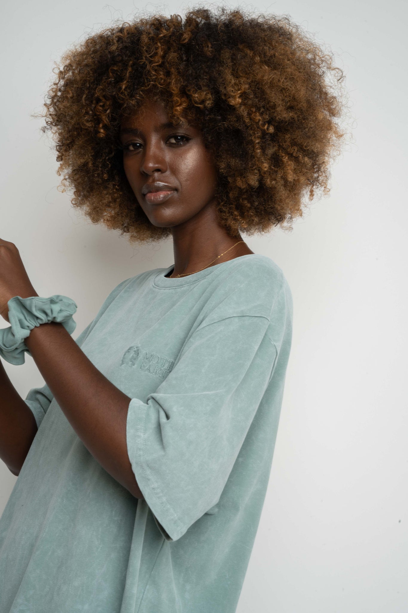 WOMEN'S T-SHIRT WITH WASHED EFFECT TURQUOISE - ARETE