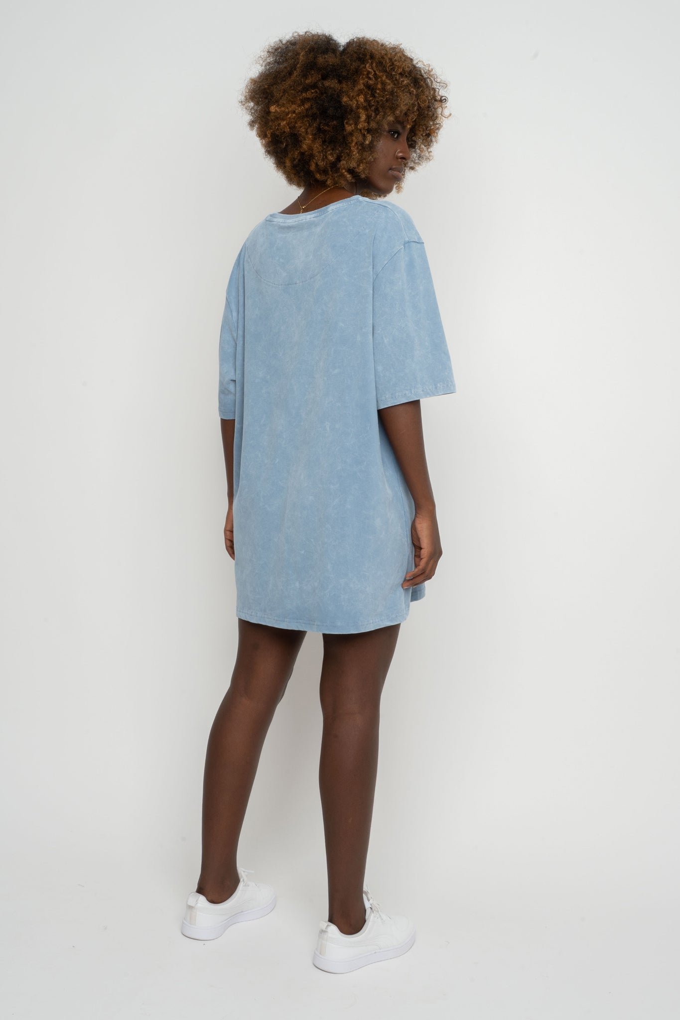 WOMEN'S T-SHIRT WITH WASHED EFFECT, DARK BLUE - ARETE