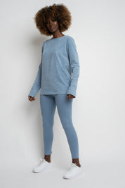 LONG-SLEEVED BLOUSE WITH WASHED EFFECT, DARK BLUE - POLIKSENA