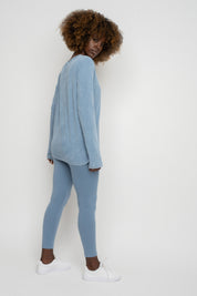 LONG-SLEEVED BLOUSE WITH WASHED EFFECT, DARK BLUE - POLIKSENA