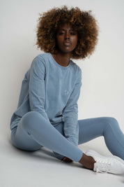 LONG-SLEEVED BLOUSE WITH WASHED EFFECT, DARK BLUE - POLIKSENA