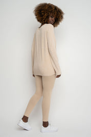 BEIGE WASHED EFFECT LONG-SLEEVE BLOUSE - POLIKSENA