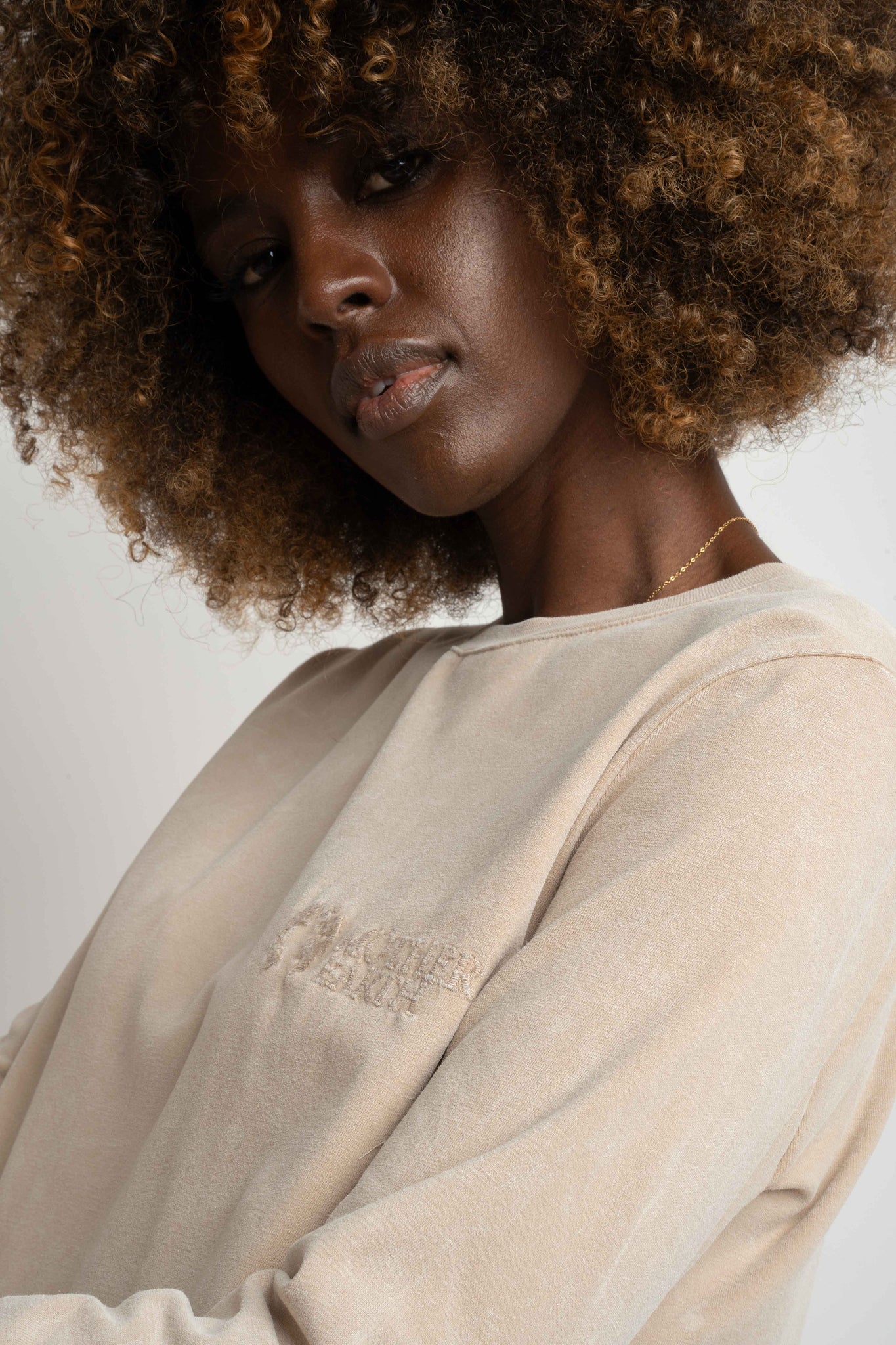 BEIGE WASHED EFFECT LONG-SLEEVE BLOUSE - POLIKSENA