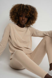BEIGE WASHED EFFECT LONG-SLEEVE BLOUSE - POLIKSENA