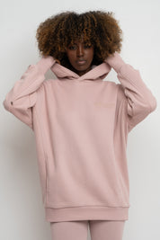 BLUZA OVERSIZE Z KAPTUREM JASNORÓŻOWA - EGERIA