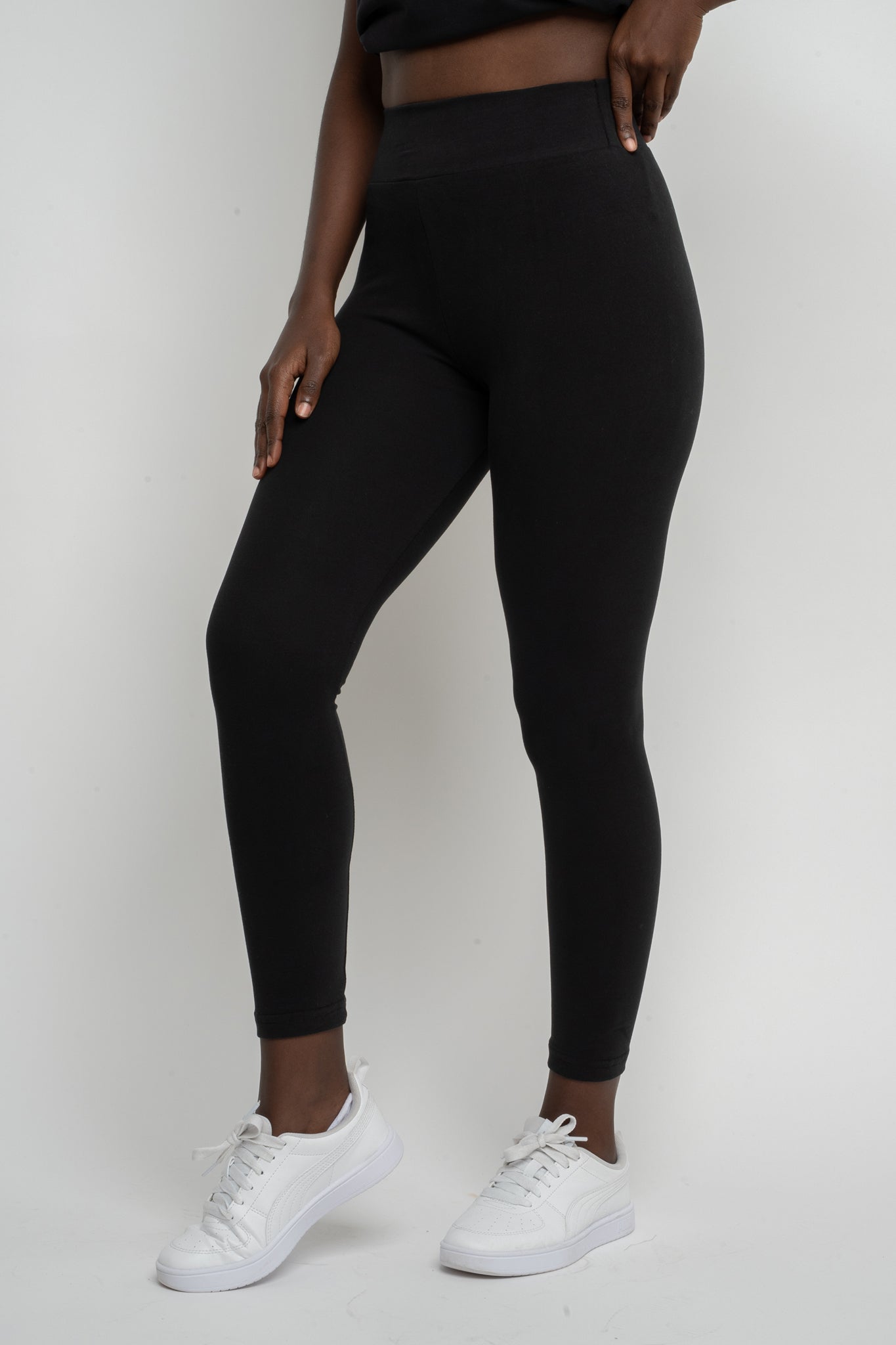BLACK COTTON LEGGINGS - LOUIZIANA