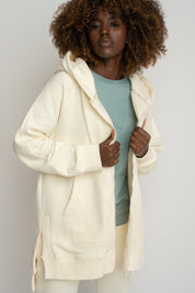 OVERSIZE ECRU HOODED SWEATSHIRT - ESMERALDA