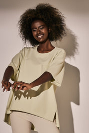 ASYMMETRIC OVERSIZE T-SHIRT LIME - ELEFANTA