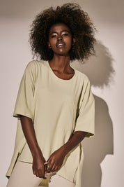 ASYMMETRIC OVERSIZE T-SHIRT LIME - ELEFANTA