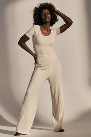 FITTED BODY WITH SHORT SLEEVES LIGHT BEIGE - HAJNAN