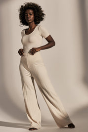 FITTED BODY WITH SHORT SLEEVES LIGHT BEIGE - HAJNAN