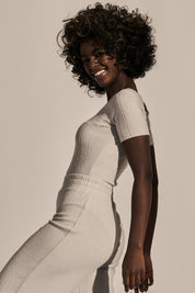FITTED BODY WITH SHORT SLEEVES LIGHT GREY - HAINAN