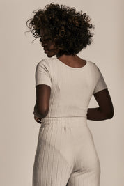FITTED BODY WITH SHORT SLEEVES LIGHT GREY - HAINAN