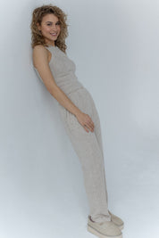 FITTED KNITTED TOP IN BEIGE MELANGE - HILA
