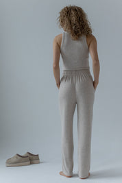 FITTED KNITTED TOP IN BEIGE MELANGE - HILA