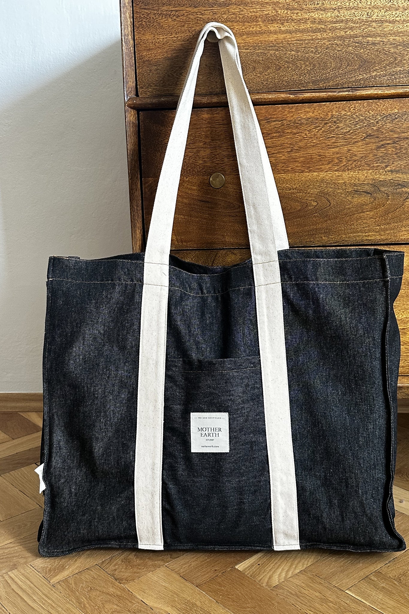 TORBA TYPU SHOPPER  BAG JEANSOWA CZARNA - LIDO