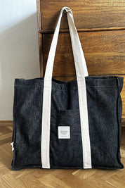 TORBA TYPU SHOPPER  BAG JEANSOWA CZARNA - LIDO