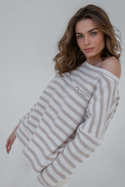 OVERSIZE KNITTED SWEATSHIRT BEIGE CREAM - INFANTA