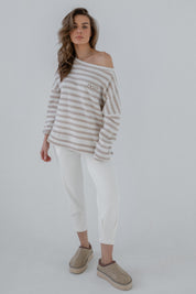 OVERSIZE KNITTED SWEATSHIRT BEIGE CREAM - INFANTA