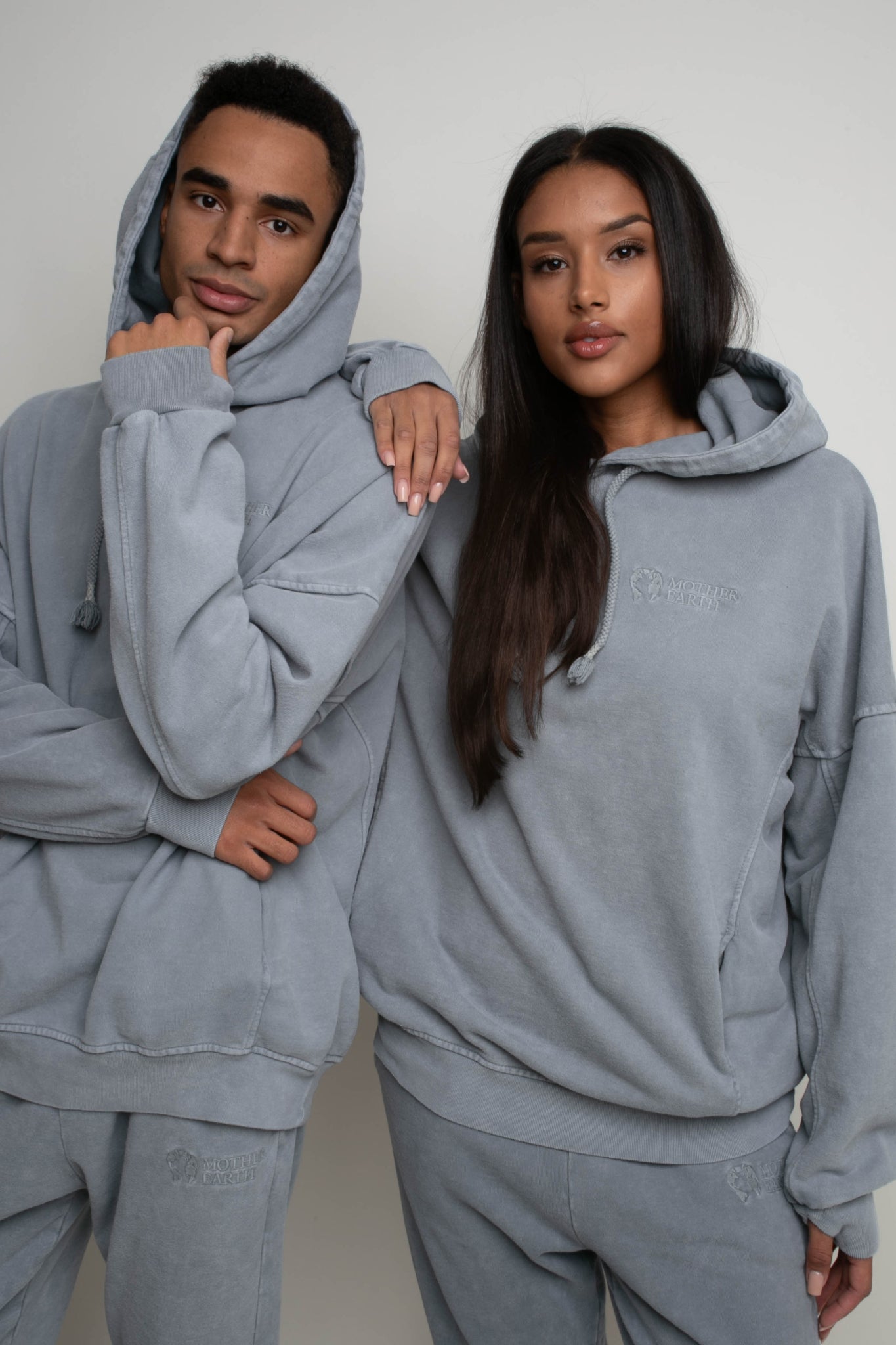 OVERSIZE HOODED SWEATSHIRT WITH WASHED EFFECT GREY - EGERIA