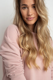 LONG SWEATSHIRT WITH SLOTS ON THE SIDES LIGHT PINK - ISLANDIA