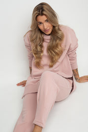 LONG SWEATSHIRT WITH SLOTS ON THE SIDES LIGHT PINK - ISLANDIA