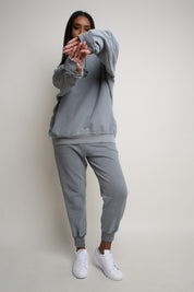 OVERSIZE HOODED SWEATSHIRT WITH WASHED EFFECT GREY - EGERIA