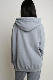 OVERSIZE HOODED SWEATSHIRT WITH WASHED EFFECT GREY - EGERIA