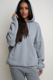 OVERSIZE HOODED SWEATSHIRT WITH WASHED EFFECT GREY - EGERIA